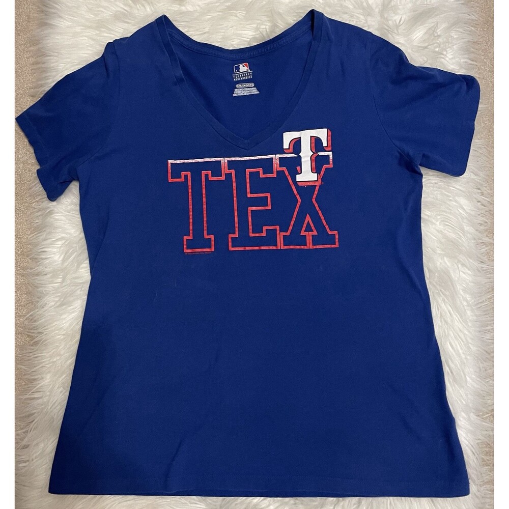 MLB Genuine Merchandise T Shirt Women’s Texas Rangers Baseball Blue Size XXL